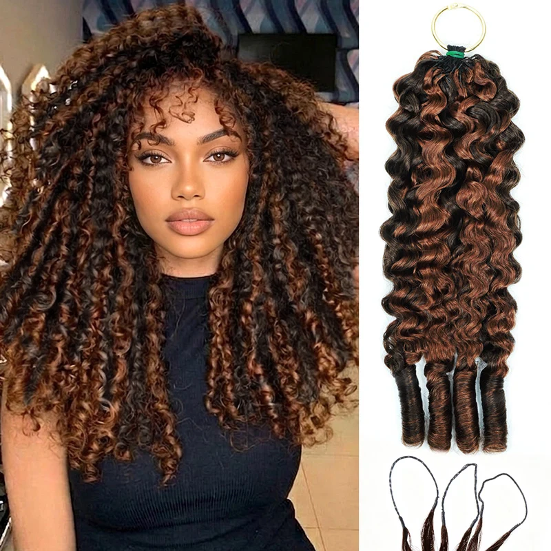 Allove Hair P4 30 Highlight Brown Burmese Curly Crochet Human official product photo