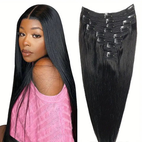 Allove Hair Straight Hair Clip Hair Extensions 7 Pieces Set official product photo
