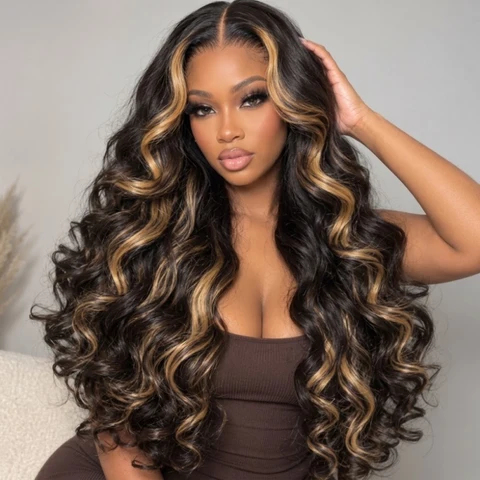 Amanda Hair Wear Go Blonde Highlights 3D Loose Wave official product photo