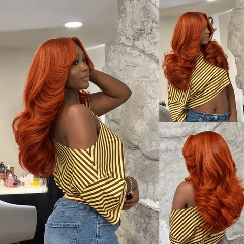 Geeta Hair Orange Ginger 13X4 Lace Front Wigs Body Wave official product photo