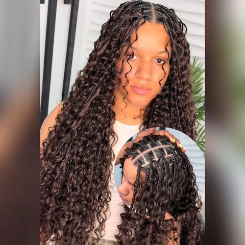 Geeta Hair Pre Braided Wig Water Wave 13X4 Lace Front official product photo