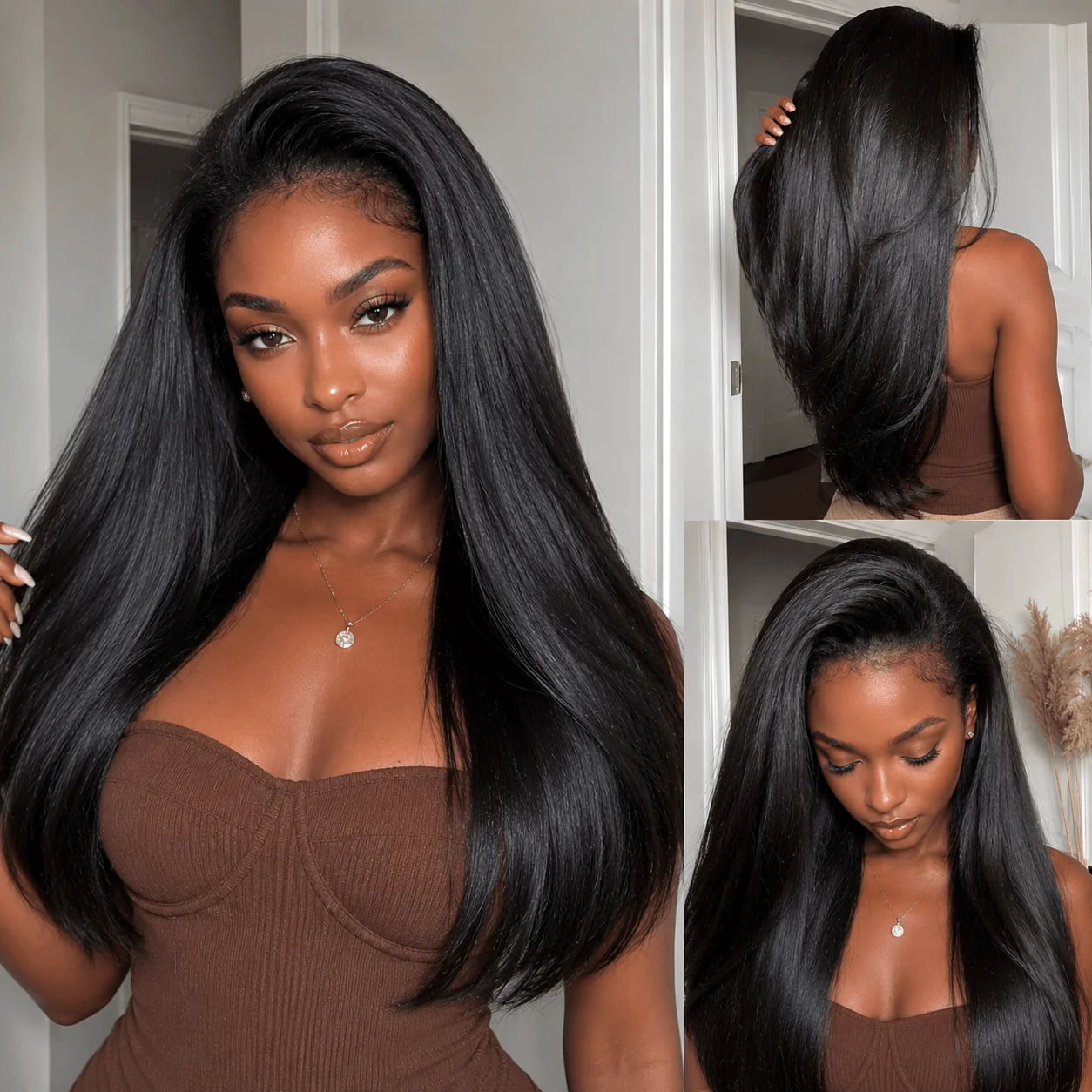 Geeta Hair Yaki Straight Drawstring Half Wig Invisible Hairline Flip official product photo