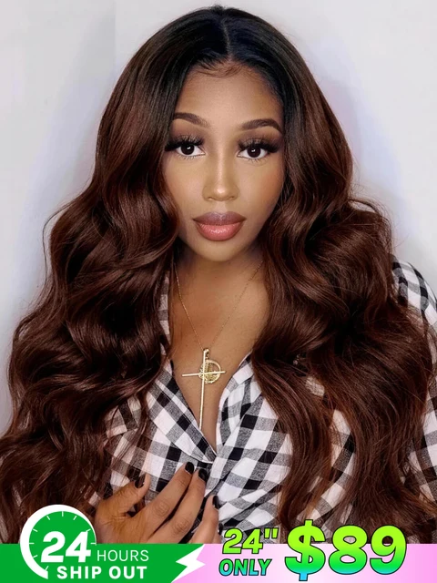 Klaiyi Hair Bleand Natural V Wig Reddish Brown Dark official product photo