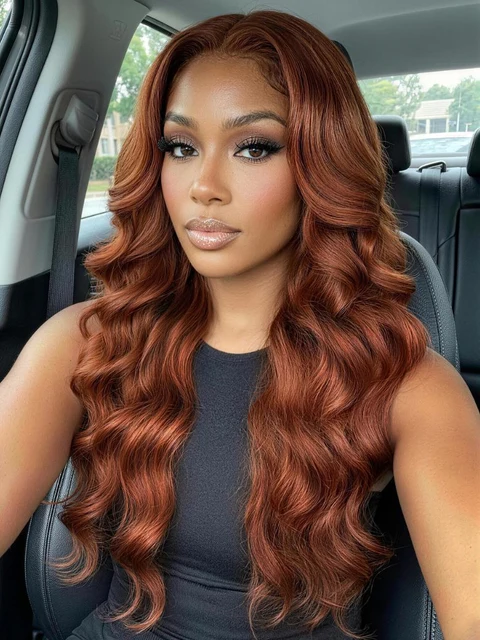 Klaiyi Hair Copper Brown Body Wave Wig 7X5 No official product photo