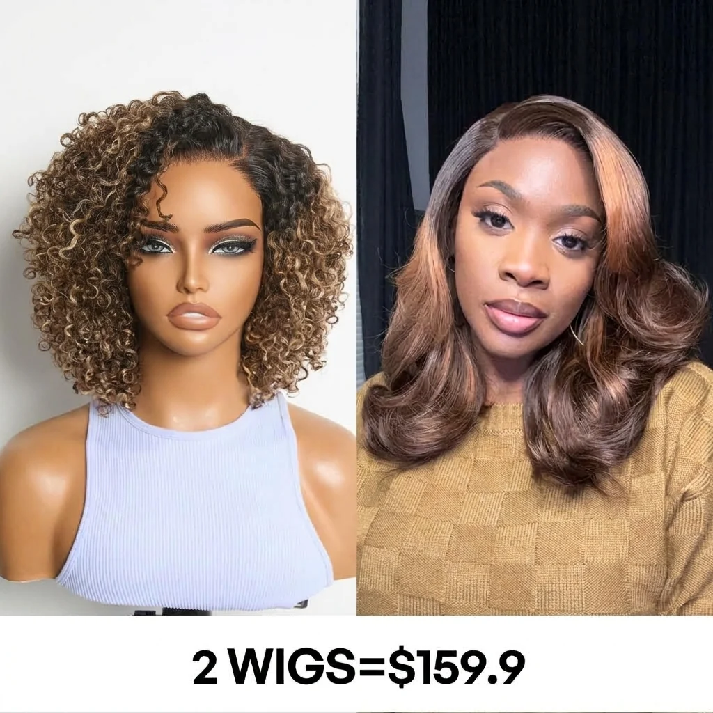 Luvme Hair 10 Inches Blonde Highlight Short Cut Kinky Curly official product photo